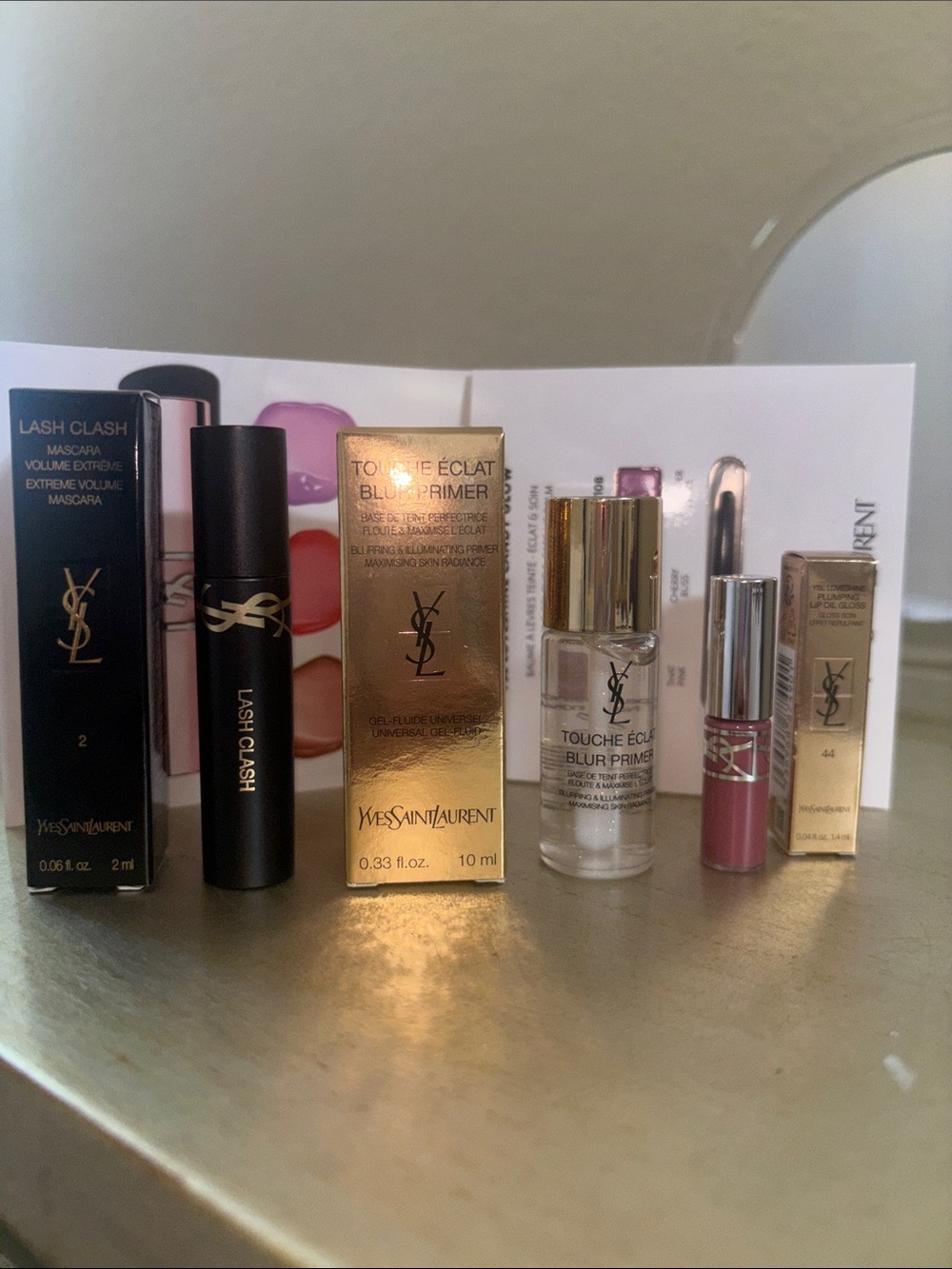 Yves Saint Laurent Makeup Primer,Lash Clash mascara, plumping lip oil gloss 44